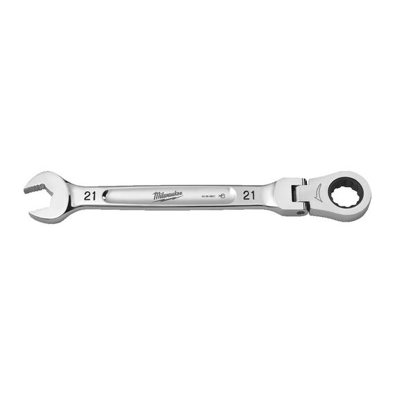 Комбинированный ключ с трещоткой и шарниром Milwaukee MAXBITE FLEX HEAD RATCHETING SPANNER-METRIC 21 MM - 4932480194, Модель: MAXBITE FLEX HEAD RATCHETING SPANNER-METRIC 21 MM, Длина (мм): 282, внеший вид