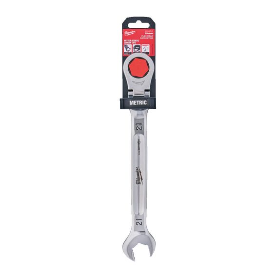 Комбинированный ключ с трещоткой и шарниром Milwaukee MAXBITE FLEX HEAD RATCHETING SPANNER-METRIC 21 MM - 4932480194, Модель: MAXBITE FLEX HEAD RATCHETING SPANNER-METRIC 21 MM, Длина (мм): 282, фото, изображение 2 Комбинированный ключ с трещоткой и шарниром Milwaukee MAXBITE FLEX HEAD RATCHETING SPANNER-METRIC 21 MM - 4932480194, Модель: MAXBITE FLEX HEAD RATCHETING SPANNER-METRIC 21 MM, Длина (мм): 282, внеший вид, изображение 2