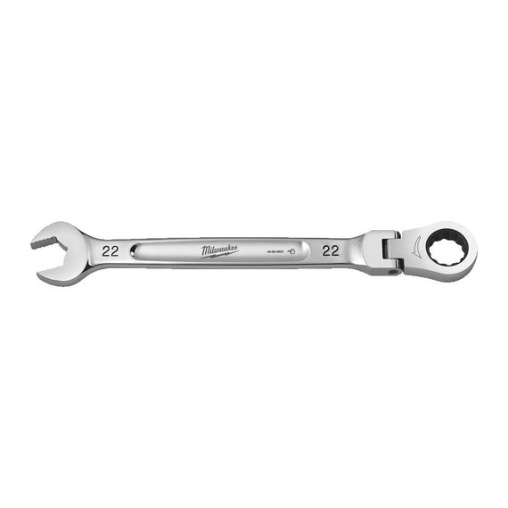 Комбинированный ключ с трещоткой и шарниром Milwaukee MAXBITE FLEX HEAD RATCHETING SPANNER-METRIC 22 MM - 4932480195, Модель: MAXBITE FLEX HEAD RATCHETING SPANNER-METRIC 22 MM, Длина (мм): 303, внеший вид