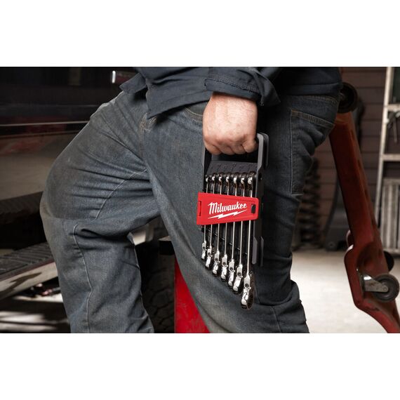 Набор комбинированных ключей Milwaukee MAXBITE FLEX HEAD SPANNER 7PC SET с трещеткой и шарниром 7 шт - 4932478557, Модель: MAXBITE FLEX HEAD SPANNER 7PC SET, внеший вид, изображение 5