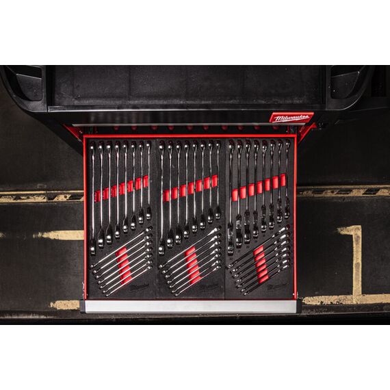 Ложемент с комбинированными ключами Milwaukee MAXBITE FLEX HEAD SPANNER SET FOAM INSERT с трещеткой и шарниром 15 шт - 4932479829, внеший вид, изображение 4