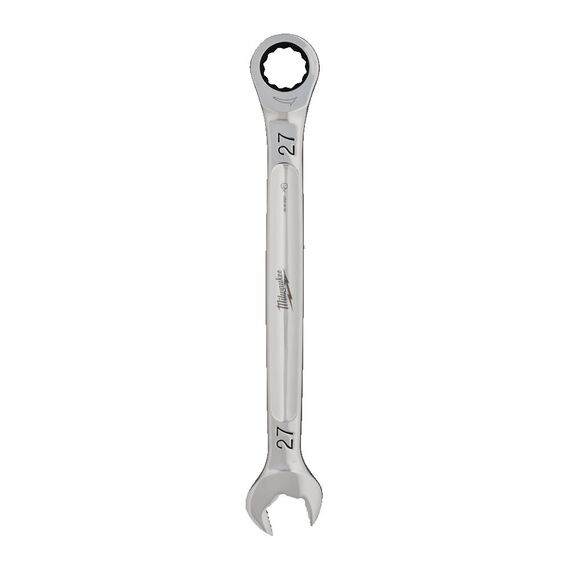 Комбинированный ключ с трещоткой Milwaukee MAXBITE RATCHETING METRIC COMBINATION SPANNER 27 MM - 4932480213, Модель: MAXBITE RATCHETING METRIC COMBINATION SPANNER 27 MM, внеший вид