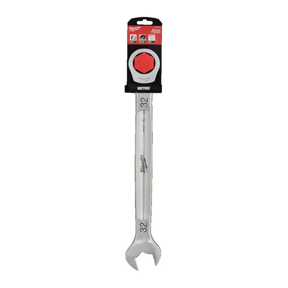 Комбинированный ключ с трещоткой Milwaukee MAXBITE RATCHETING METRIC COMBINATION SPANNER 32 MM - 4932480215, Модель: MAXBITE RATCHETING METRIC COMBINATION SPANNER 32 MM, фото, изображение 2 Комбинированный ключ с трещоткой Milwaukee MAXBITE RATCHETING METRIC COMBINATION SPANNER 32 MM - 4932480215, Модель: MAXBITE RATCHETING METRIC COMBINATION SPANNER 32 MM, внеший вид, изображение 2