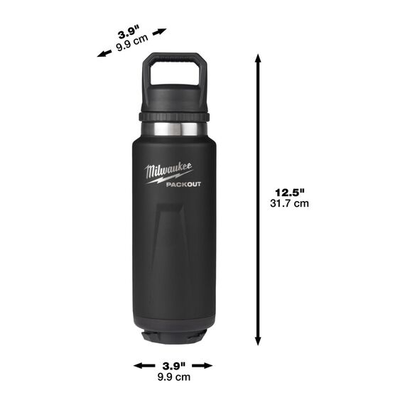 Термос Milwaukee PACKOUT BOTTLE 1065 ML CHUG LID BLACK - 4932493468, Модель: PACKOUT BOTTLE 1065 ML CHUG LID BLACK, внеший вид, изображение 4