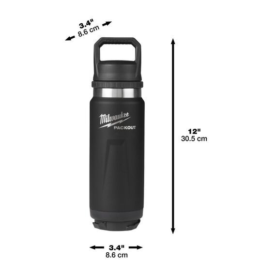 Термос Milwaukee PACKOUT BOTTLE 532 ML CHUG LID BLACK - 4932493992, Модель: PACKOUT BOTTLE 532 ML CHUG LID BLACK, внеший вид, изображение 4