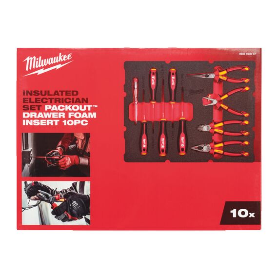 Набор ручного инструмента Milwaukee PACKOUT DRAWER INSULATED ELECTRICIAN FOAM INSERT SET 10 PC - 4932493637, Модель: PACKOUT DRAWER INSULATED ELECTRICIAN FOAM INSERT SET 10 PC, внеший вид, изображение 3