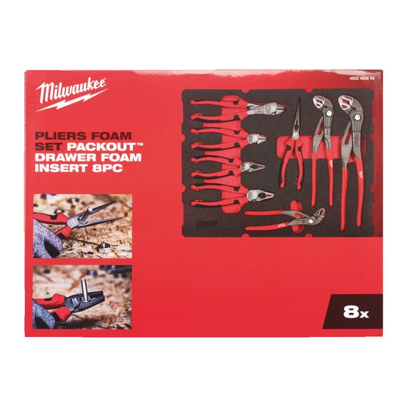 Набор ручного инструмента Milwaukee PACKOUT DRAWER PLIERS FOAM INSERT SET 8 PC - 4932493643, Модель: PACKOUT DRAWER PLIERS FOAM INSERT SET 8 PC, внеший вид, изображение 3