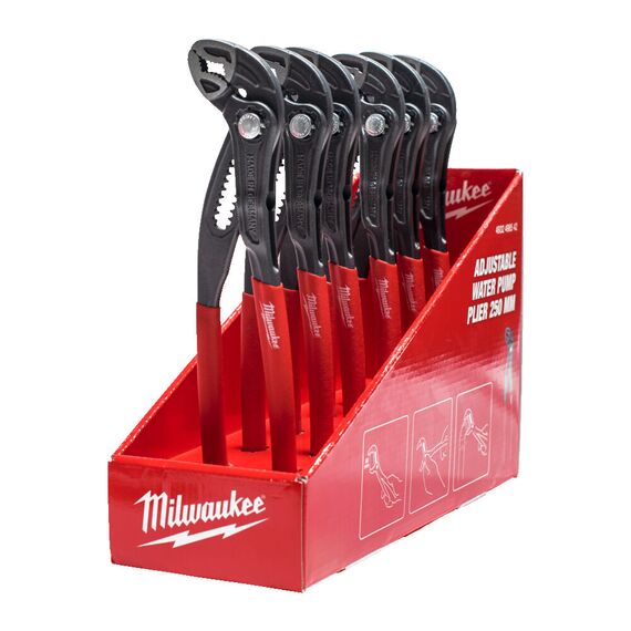 Переставной, трубный ключ Milwaukee WATER PUMP PLIER 250MM COUNTER DISPLAY - 4932498542, Модель: WATER PUMP PLIER 250MM COUNTER DISPLAY, Длина (мм): 250, фото, изображение 2 Переставной, трубный ключ Milwaukee WATER PUMP PLIER 250MM COUNTER DISPLAY - 4932498542, Модель: WATER PUMP PLIER 250MM COUNTER DISPLAY, Длина (мм): 250, внеший вид, изображение 2