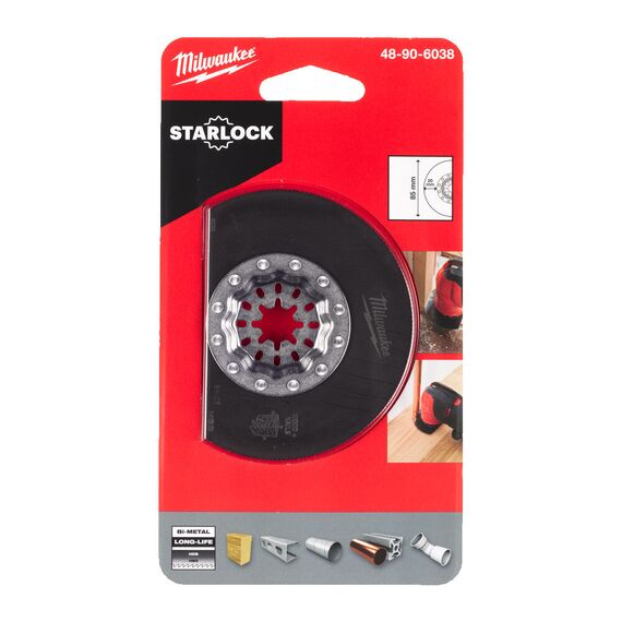 Полотно для мультитула Milwaukee WOOD & METAL 85MM SEGMENTED BLADE - 48906038, Ширина лезвия (мм): 85, Модель: WOOD & METAL 85MM SEGMENTED BLADE, Длина (мм): 20, внеший вид, изображение 2