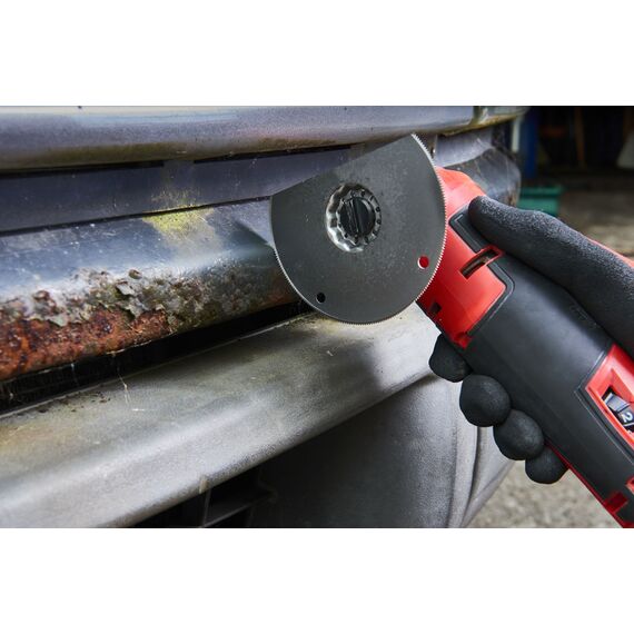 Полотно для мультитула Milwaukee WOOD & METAL BI-METAL 100MM SEGMENTED BLADE - 48906039, Ширина лезвия (мм): 100, Модель: WOOD & METAL BI-METAL 100MM SEGMENTED BLADE, Длина (мм): 28, внеший вид, изображение 3