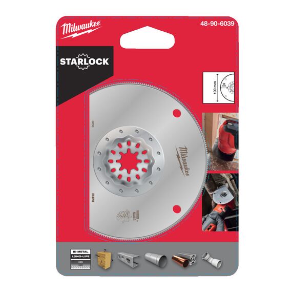 Полотно для мультитула Milwaukee WOOD & METAL BI-METAL 100MM SEGMENTED BLADE - 48906039, Ширина лезвия (мм): 100, Модель: WOOD & METAL BI-METAL 100MM SEGMENTED BLADE, Длина (мм): 28, внеший вид, изображение 2