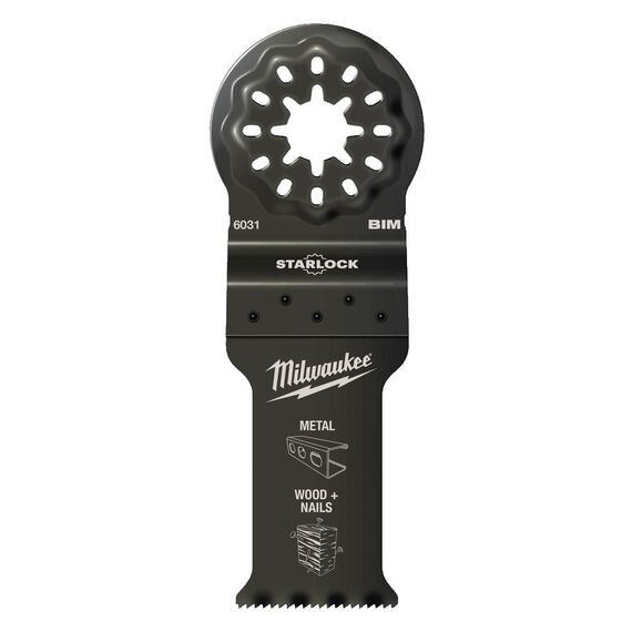 Биметаллическое полотно по древесине с гвоздями Milwaukee WOOD & METAL BI-METAL 28MM PLUNGE BLADE - 48906031, Ширина лезвия (мм): 28, Модель: WOOD & METAL BI-METAL 28MM PLUNGE BLADE, Длина (мм): 47, внеший вид