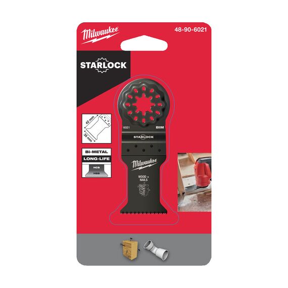 Биметаллическое полотно по древесине с гвоздями Milwaukee WOOD & NAILS BI-METAL 35MM PLUNGE BLADE - 48906021, Ширина лезвия (мм): 35, Модель: WOOD & NAILS BI-METAL 35MM PLUNGE BLADE, Длина (мм): 42, внеший вид, изображение 2