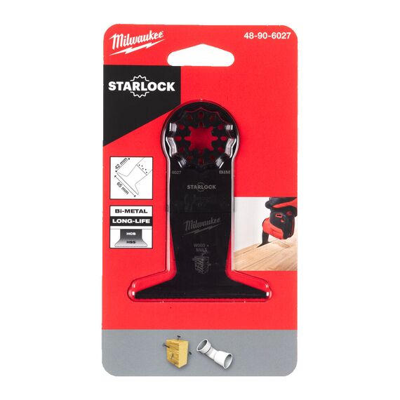 Полотно для мультитула Milwaukee WOOD & NAILS BI-METAL 65MM PLUNGE BLADE - 48906027, Ширина лезвия (мм): 65, Модель: WOOD & NAILS BI-METAL 65MM PLUNGE BLADE, Длина (мм): 42, внеший вид, изображение 2
