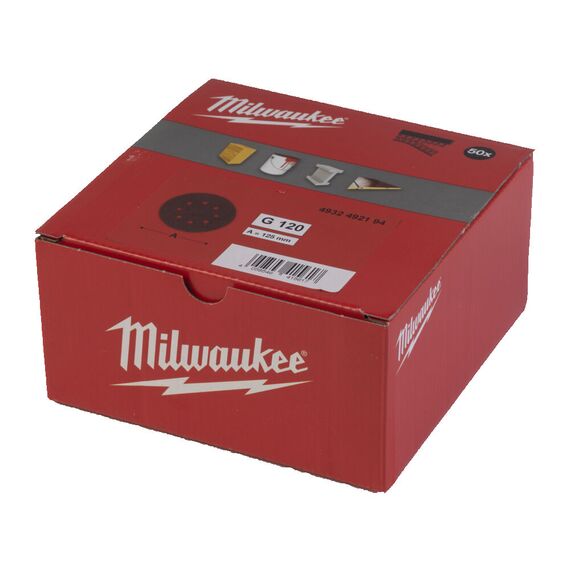 Шлифовальный диск Milwaukee 125 MM H&L GR 120 50 PC - 4932492194, Зернистость: 120, Модель: 125 MM H&L GR 120 50 PC, внеший вид, изображение 2