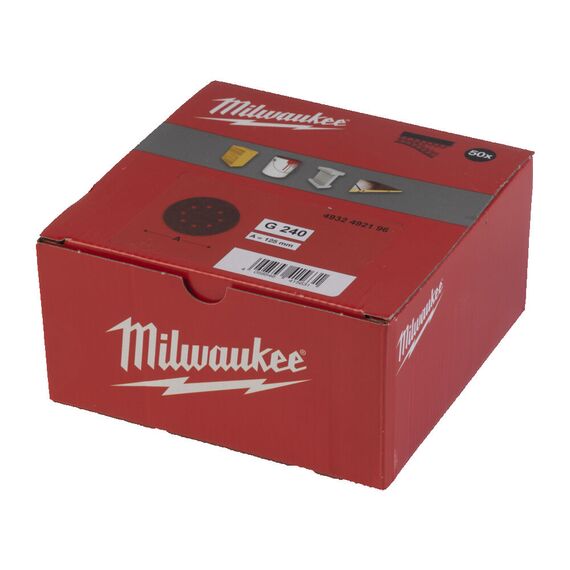 Шлифовальный диск Milwaukee 125 MM H&L GR 240 50 PC - 4932492196, Зернистость: 240, Модель: 125 MM H&L GR 240 50 PC, внеший вид, изображение 2