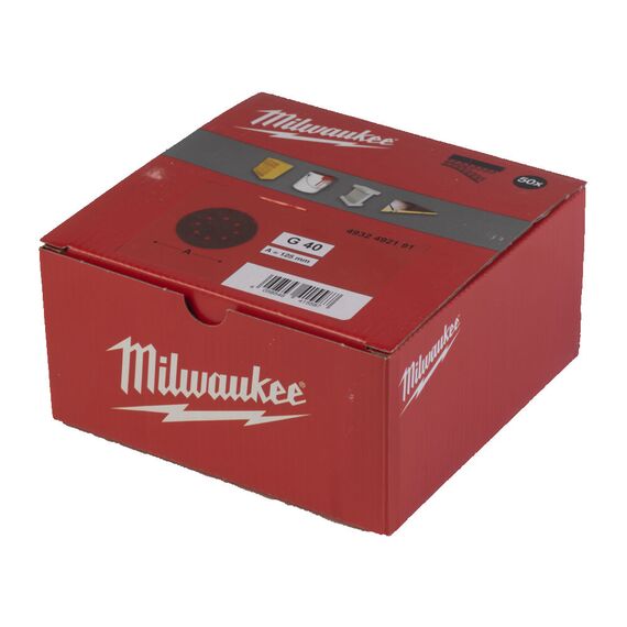 Шлифовальный диск Milwaukee 125 MM H&L GR 40 50 PC - 4932492191, Зернистость: 40, Модель: 125 MM H&L GR 40 50 PC, внеший вид, изображение 2