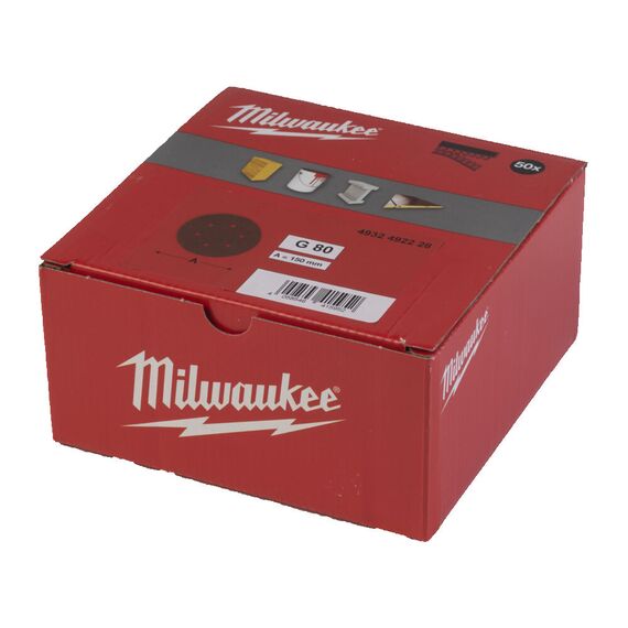 Шлифовальный диск Milwaukee 150 MM H&L GR 80 50 PC - 4932492228, Зернистость: 80, Модель: 150 MM H&L GR 80 50 PC, внеший вид, изображение 2