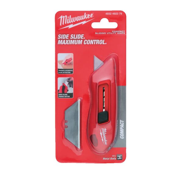 Нож выдвижной многофункциональный компактный Milwaukee COMPACT SLIDE UTILITY KNIFE - 4932492379, Ширина лезвия (мм): 18, Модель: COMPACT SLIDE UTILITY KNIFE, фото, изображение 4 Нож выдвижной многофункциональный компактный Milwaukee COMPACT SLIDE UTILITY KNIFE - 4932492379, Ширина лезвия (мм): 18, Модель: COMPACT SLIDE UTILITY KNIFE, внеший вид, изображение 4