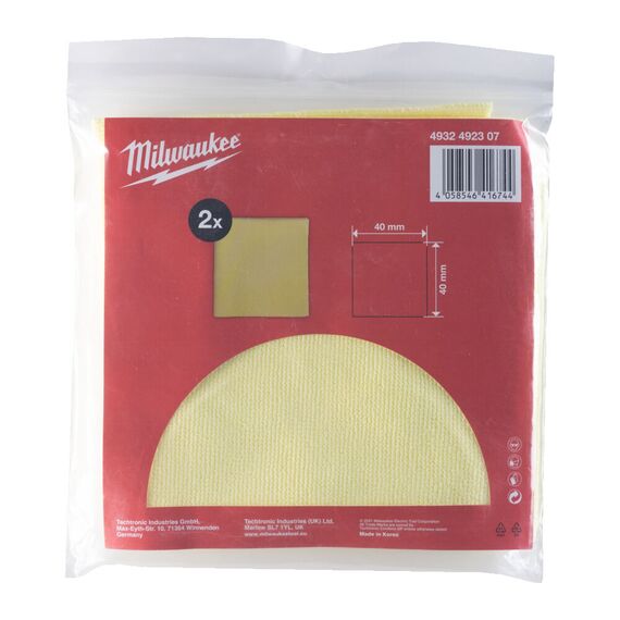 Салфетка средне-мягкая Milwaukee COMPOUND CLOTH YELLOW 400 X 400 MM 2 PC - 4932492307, Модель: COMPOUND CLOTH YELLOW 400 X 400 MM 2 PC, внеший вид, изображение 2