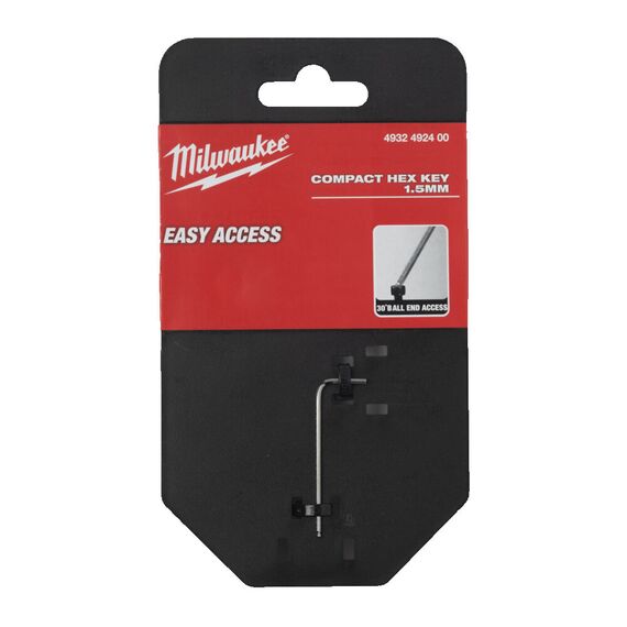 Шестигранный имбусовый ключ HEX COMPACT KEY 1.5MM Milwaukee короткий - 4932492400, Тип ключа: HEX 1.5, Модель: HEX COMPACT KEY 1.5MM, Длина (мм): 15,5, внеший вид, изображение 2