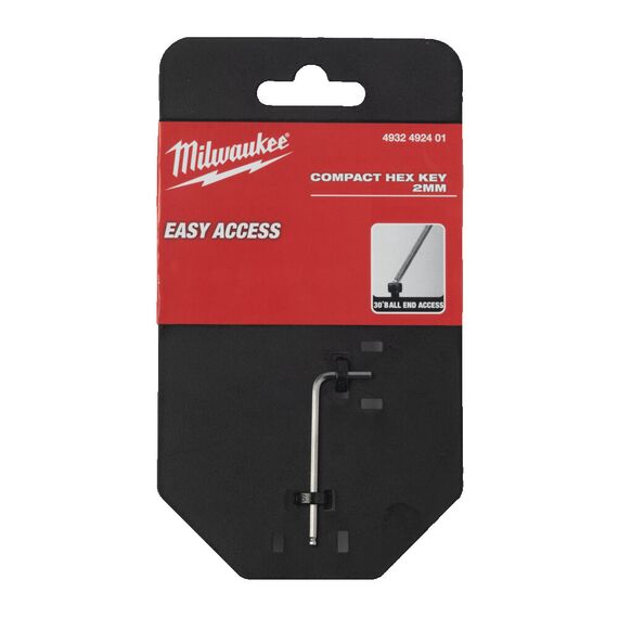 Шестигранный имбусовый ключ HEX COMPACT KEY 2MM Milwaukee короткий - 4932492401, Тип ключа: HEX 2, Модель: HEX COMPACT KEY 2MM, Длина (мм): 18, внеший вид, изображение 2