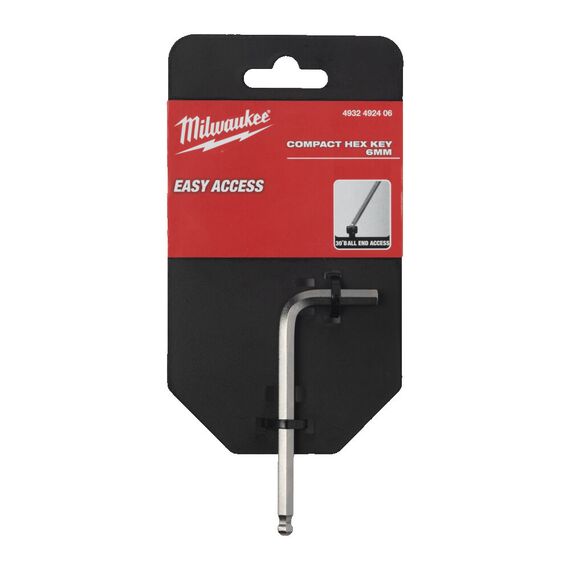 Шестигранный имбусовый ключ HEX COMPACT KEY 6MM Milwaukee короткий - 4932492406, Тип ключа: HEX 6, Модель: HEX COMPACT KEY 6MM, Длина (мм): 38, внеший вид, изображение 2