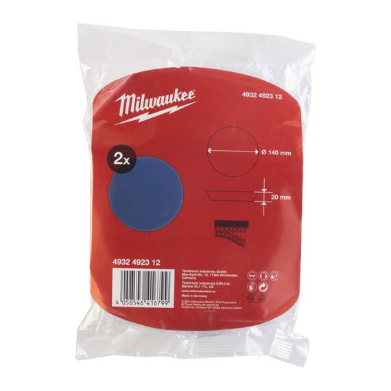 Губка полировальная мягкая Milwaukee SPONGE BLUE ULTRA FINE 140／25 MM 2 PC - 4932492321, Модель: SPONGE BLUE ULTRA FINE 140／25 MM 2 PC, внеший вид, изображение 2