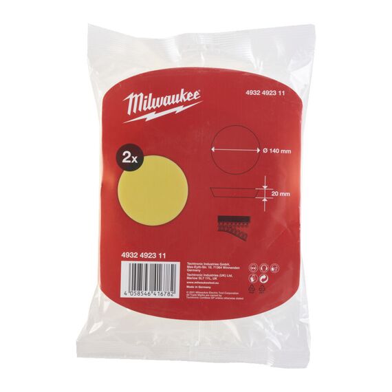 Губка полировальная средне-мягкая Milwaukee SPONGE YELLOW FINE 140／20 MM 2 PC - 4932492311, Модель: SPONGE YELLOW FINE 140／20 MM 2 PC, внеший вид, изображение 4