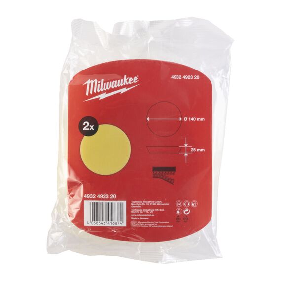 Губка полировальная средне-мягкая Milwaukee SPONGE YELLOW FINE 140／25 MM 2 PC - 4932492320, Модель: SPONGE YELLOW FINE 140／25 MM 2 PC, внеший вид, изображение 2