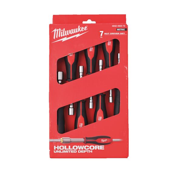 Набор торцевых отверток, сквозных Milwaukee HOLLOWCORE NUT DRIVER SET 7PC - 4932492372, Тип отвертки: Набор, Модель: HOLLOWCORE NUT DRIVER SET 7PC, внеший вид, изображение 3