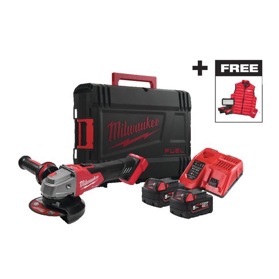 Аккумуляторная углошлифовальная машина Milwaukee M18 FSAG125XBMC-502X PROMO - 4933499453, Модель: M18 FSAG125XBMC-502X, внеший вид