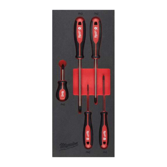 Набор трехгранных отверток Milwaukee SCREWDRIVER PH SET FOAM INSERT 5PC - 4932492393, Тип отвертки: PH, Модель: SCREWDRIVER PH SET FOAM INSERT 5PC, внеший вид