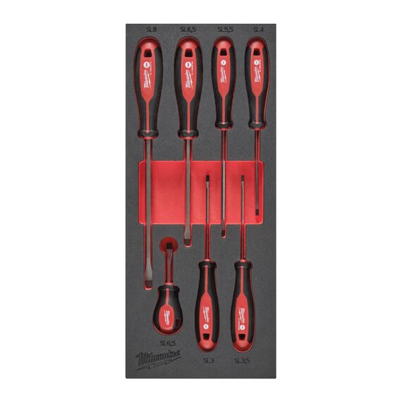 Набор трехгранных отверток Milwaukee SCREWDRIVER SL SET FOAM INSERT 7PC - 4932492395, Тип отвертки: SL, Модель: SCREWDRIVER SL SET FOAM INSERT 7PC, внеший вид