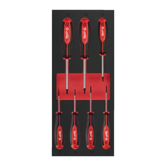 Набор трехгранных отверток Milwaukee SCREWDRIVER TX SET 1 FOAM INSERT 7PC - 4932492391, внеший вид