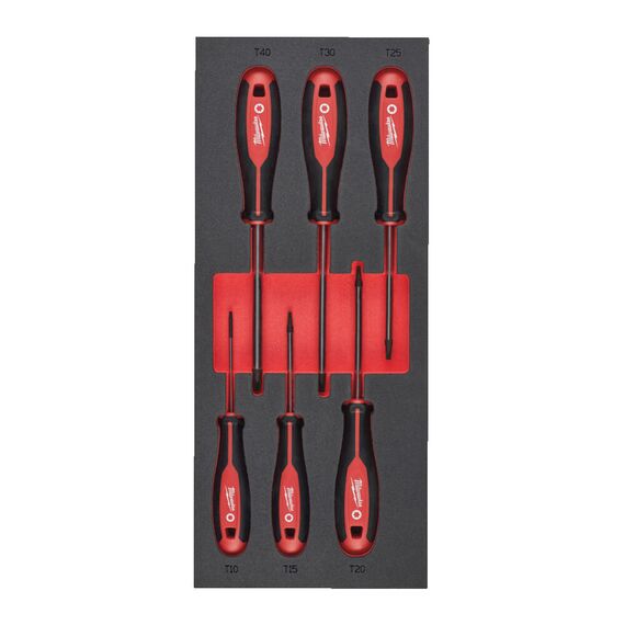 Набор трехгранных отверток Milwaukee SCREWDRIVER TX SET 2 FOAM INSERT 6PC - 4932492392, внеший вид