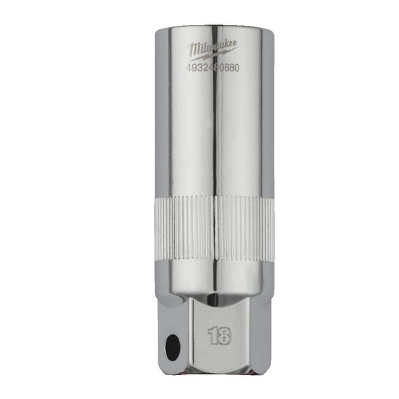 Головка торцевая свечная Milwaukee ⅜˝ DRIVE SPARK PLUG SOCKET 18MM - 4932480680, Модель: ⅜˝ DRIVE SPARK PLUG SOCKET 18MM, внеший вид
