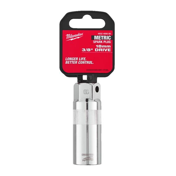 Головка торцевая свечная Milwaukee ⅜˝ DRIVE SPARK PLUG SOCKET 18MM - 4932480680, Модель: ⅜˝ DRIVE SPARK PLUG SOCKET 18MM, внеший вид, изображение 2