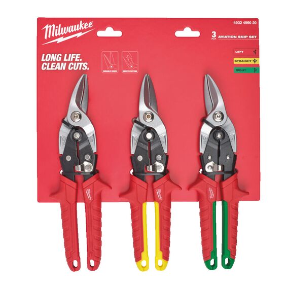 Набор ножниц по металлу Milwaukee 3 PC AVIATION SNIP SET 3 шт - 4932499020, фото, изображение 2 Набор ножниц по металлу Milwaukee 3 PC AVIATION SNIP SET 3 шт - 4932499020, внеший вид, изображение 2