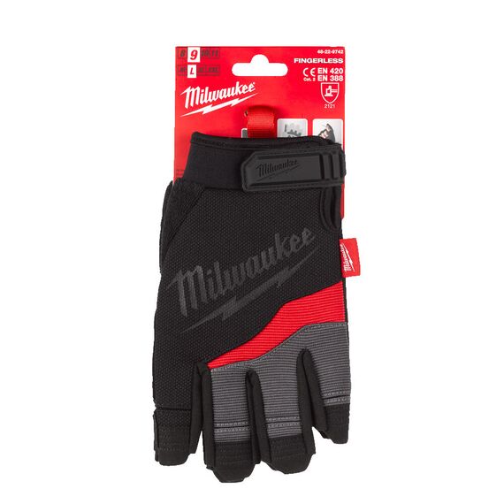 Рабочие перчатки с открытыми пальцами Milwaukee FINGERLESS GLOVES 7／S 1PC - 4932479728, Модель: FINGERLESS GLOVES 7／S 1PC, внеший вид, изображение 2