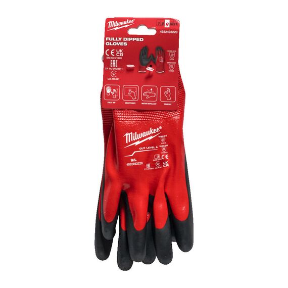 Перчатки рабочие Milwaukee FULLY DIP CUT A GLOVES 7／S - 4932493218, Модель: FULLY DIP CUT A GLOVES 7／S, внеший вид, изображение 2
