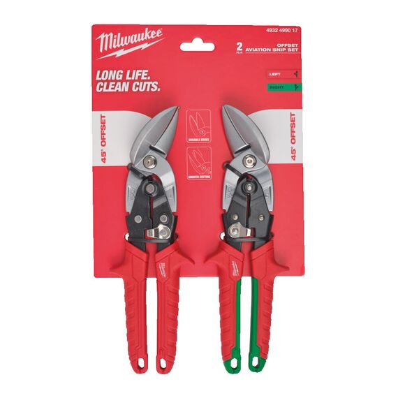 Набор ножниц по металлу Milwaukee OFFSET AVIATION SNIP SET 2 шт - 4932499017, фото, изображение 2 Набор ножниц по металлу Milwaukee OFFSET AVIATION SNIP SET 2 шт - 4932499017, внеший вид, изображение 2