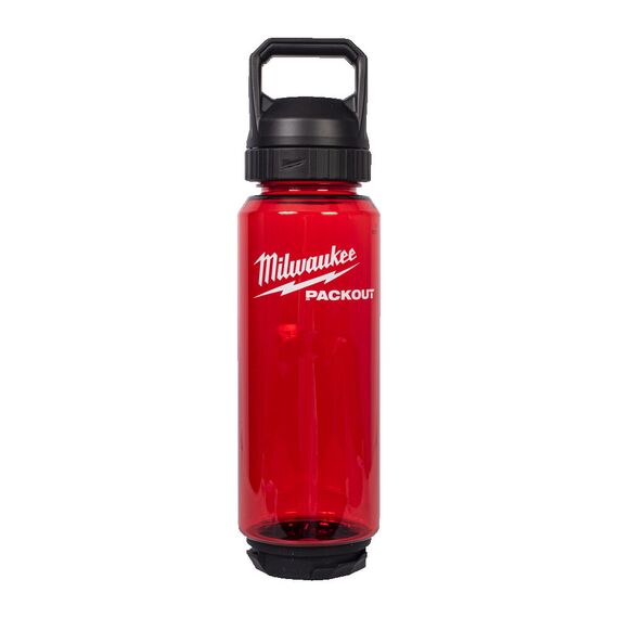 Бутылка Milwaukee PACKOUT 1005 ML PLASTIC BOTTLE CHUG LID RED - 4932498637, Модель: PACKOUT 1005 ML PLASTIC BOTTLE CHUG LID RED, внеший вид