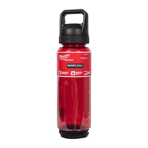 Бутылка Milwaukee PACKOUT 1005 ML PLASTIC BOTTLE CHUG LID RED - 4932498637, Модель: PACKOUT 1005 ML PLASTIC BOTTLE CHUG LID RED, внеший вид, изображение 2