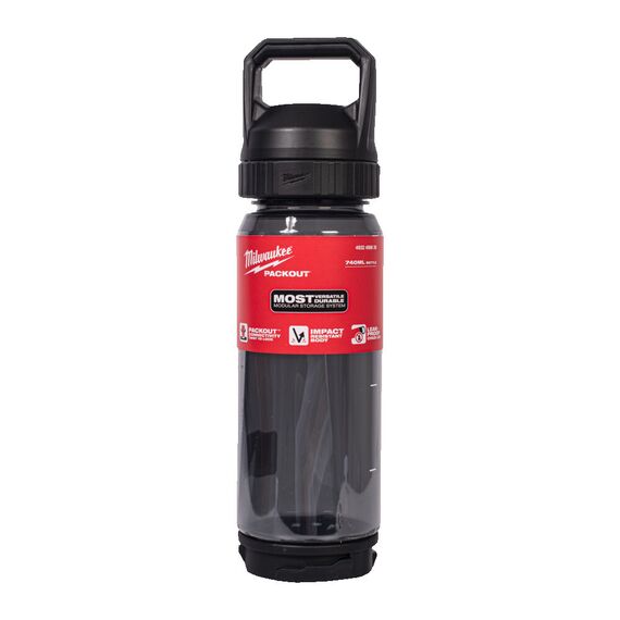 Бутылка Milwaukee PACKOUT 740 ML PLASTIC BOTTLE CHUG LID BLACK - 4932498639, Модель: PACKOUT 740 ML PLASTIC BOTTLE CHUG LID BLACK, внеший вид, изображение 2