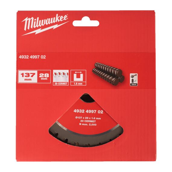 Пильный диск по металлу Milwaukee CSB P M 137x28x1.6x30 для циркулярной пилы - 4932499702, внеший вид, изображение 2