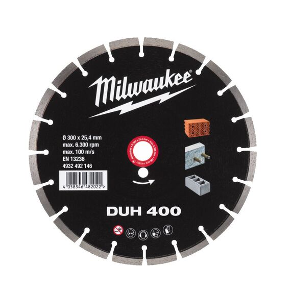 Алмазный диск Milwaukee DUH 400 MM - 4932492146, Диаметр диска (мм): 400, Посадочный диаметр (мм): 25,4, Модель: DUH 400 MM, внеший вид