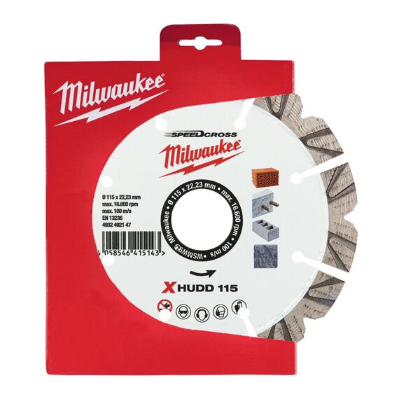 Алмазный диск Milwaukee XHUDD 115 MM - 4932492147, Диаметр диска (мм): 115, Посадочный диаметр (мм): 22,23, Модель: XHUDD 115 MM, внеший вид, изображение 2