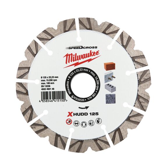 Алмазный диск Milwaukee XHUDD 125 MM - 4932492148, Диаметр диска (мм): 125, Посадочный диаметр (мм): 22,23, Модель: XHUDD 125 MM, внеший вид