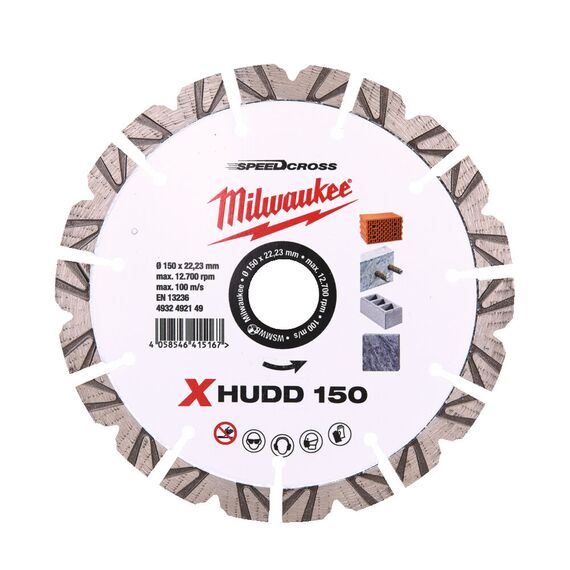 Алмазный диск Milwaukee XHUDD 150 MM - 4932492149, Диаметр диска (мм): 150, Посадочный диаметр (мм): 22,23, Модель: XHUDD 150 MM, внеший вид